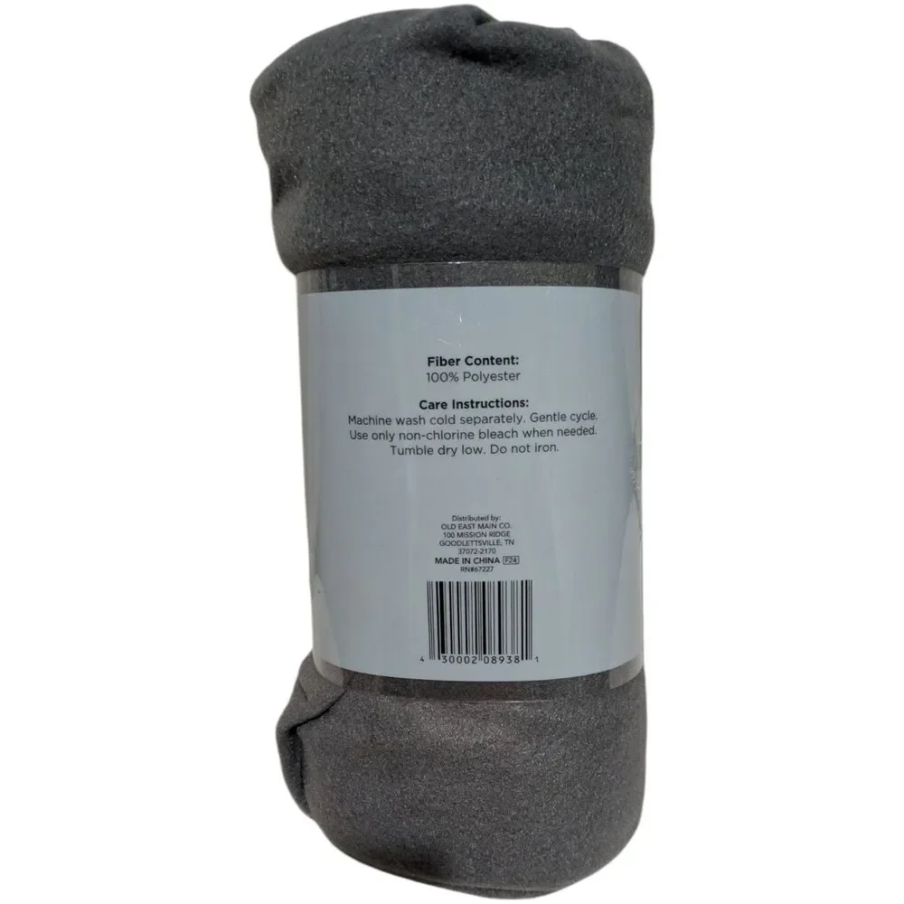 Comfort Bay Fleece Throw Blanket Gray 50x60 Soft Cozy Lightweight New